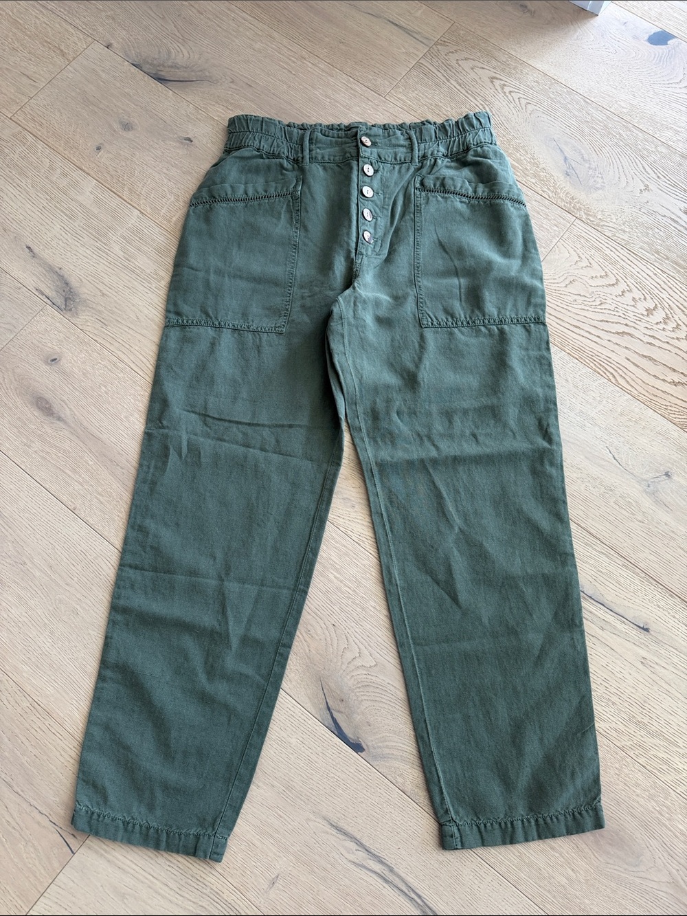 Sundance Rivera Utility Pants Linen Cotton Blend Button Fly Boho Size 8 NEW - Picture 4 of 5